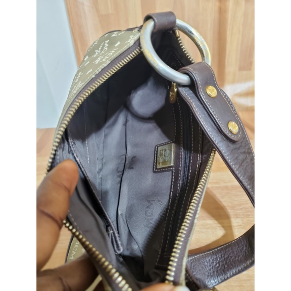 MCM Visetos Jacquard Baguette Green Shoulder Bag - Picture 8 of 8